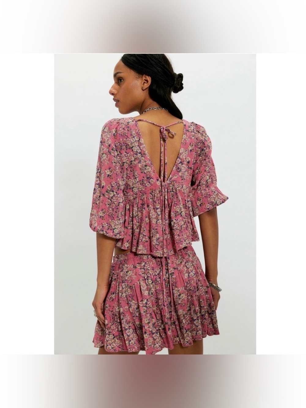 Free People Calla Lily Printed Mini Skirt Set in Pink Dreams